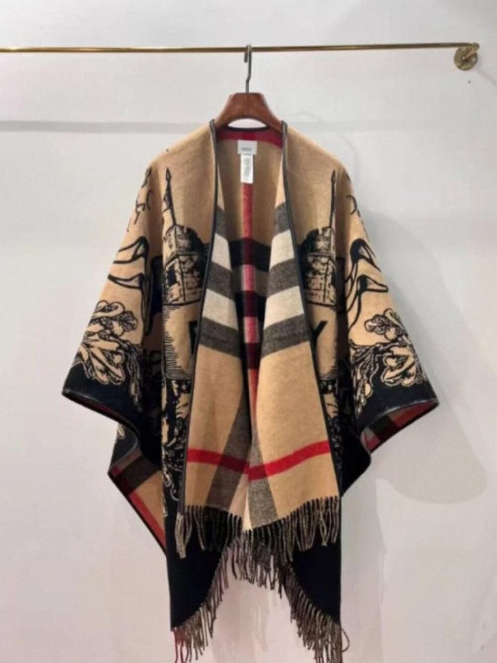 Burberry Castle Equestrian Wool Cape – with Original Box